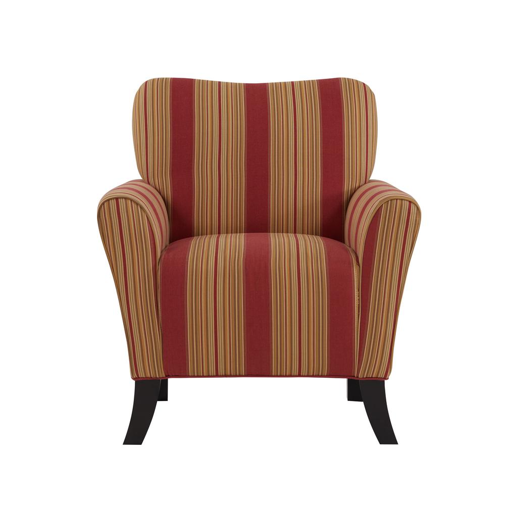 Handy Living Sasha Crimson Red Stripe Flared Arm Chair-BF340C-EBA47-103