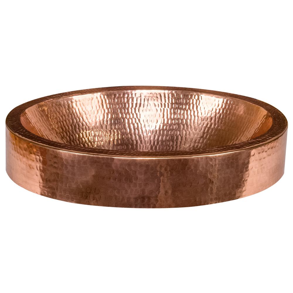Premier Copper Products Rectangle Skirted Hammered Copper Vessel Sink