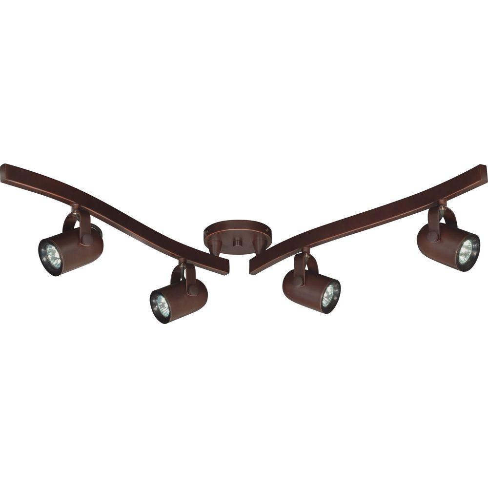 Glomar 4Light MR16 Halogen Russet Bronze Swivel Track Lighting KitHD