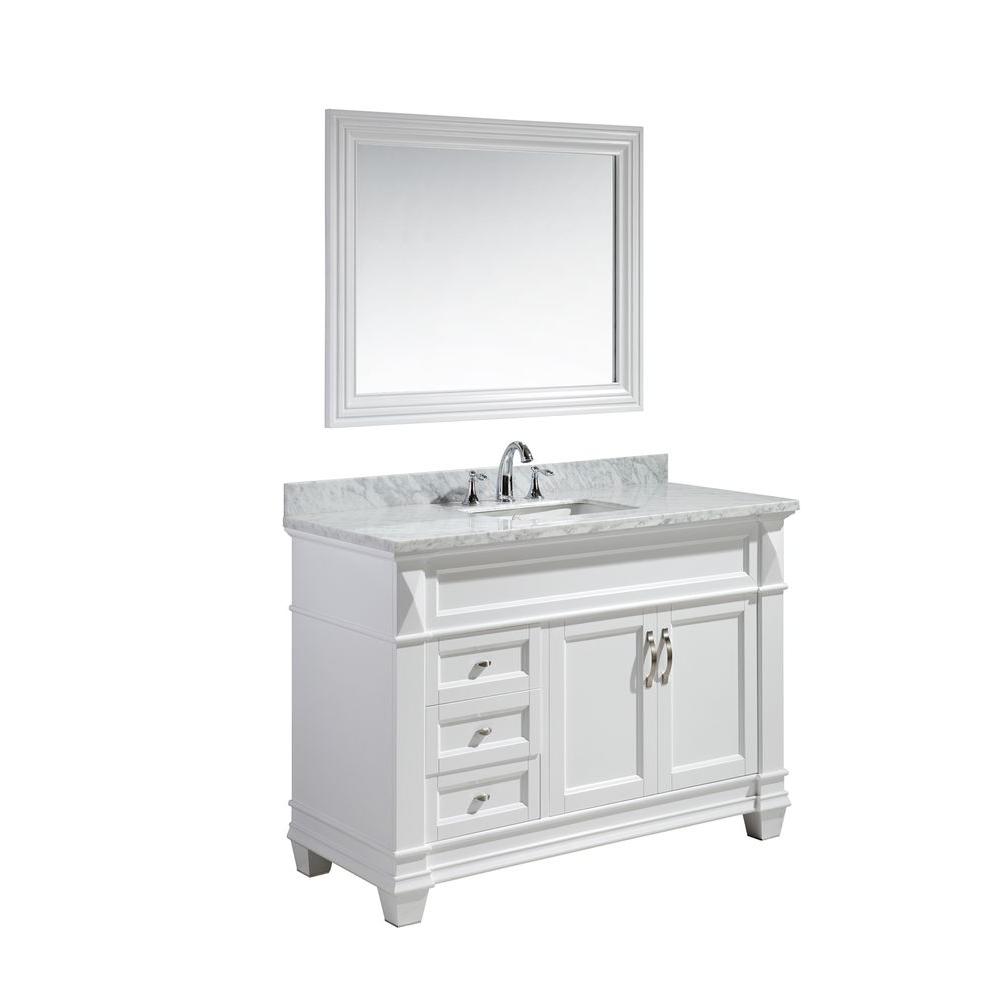 Design Element Hudson 48 in. W x 22 in. D x 34 in. H Vanity in White with Marble Vanity Top in
