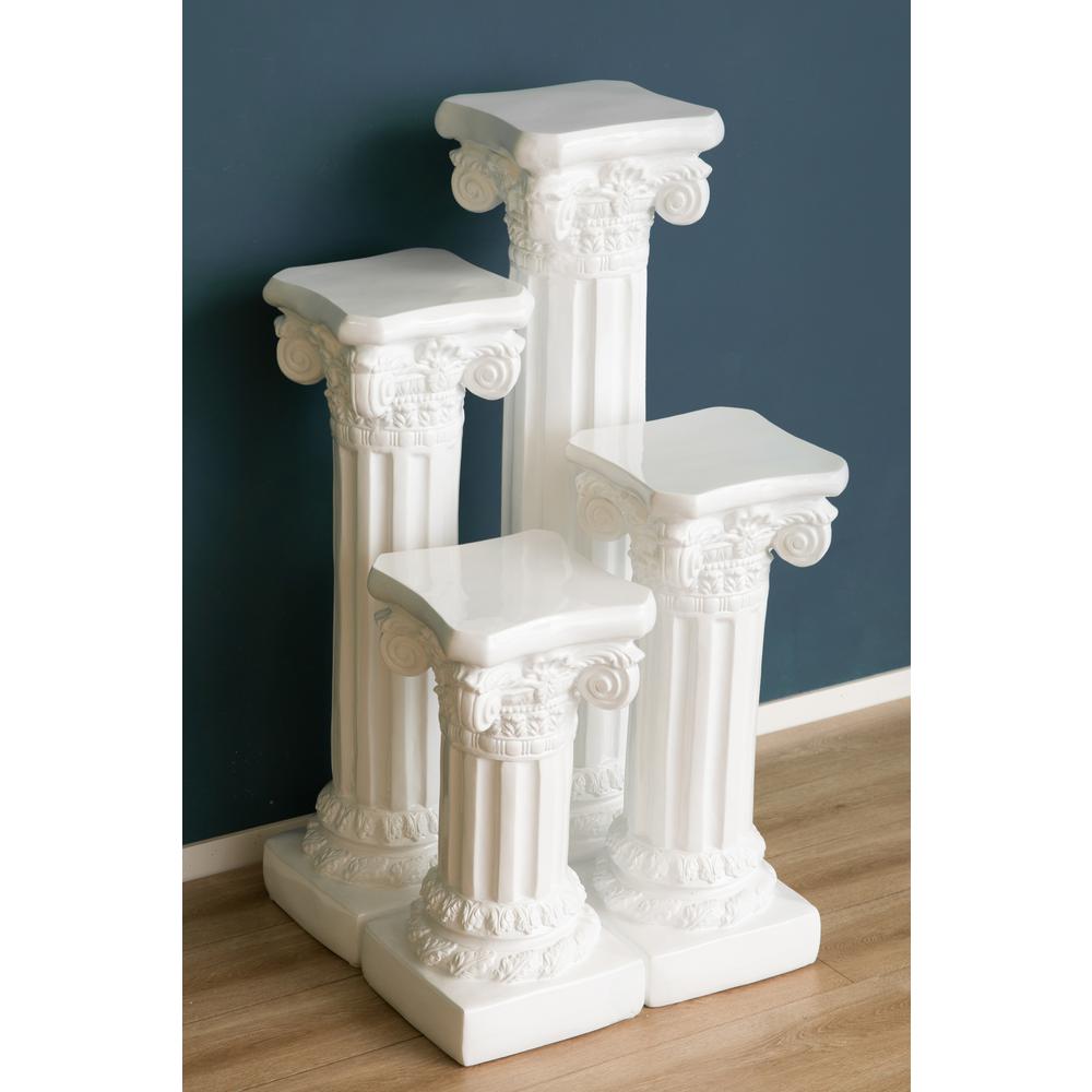 Uniquewise 32 in. Decor White Fiberglass Roman Style Column Pedestal