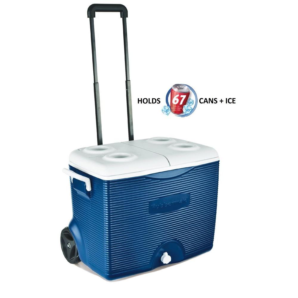 blue rolling cooler