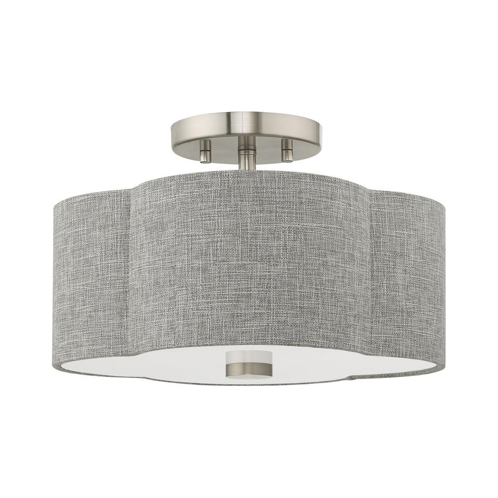 Livex Lighting Kalmar 2 Light Brushed Nickel Semi Flush Mount Livex Lighting Kalmar 2 Light Brushed