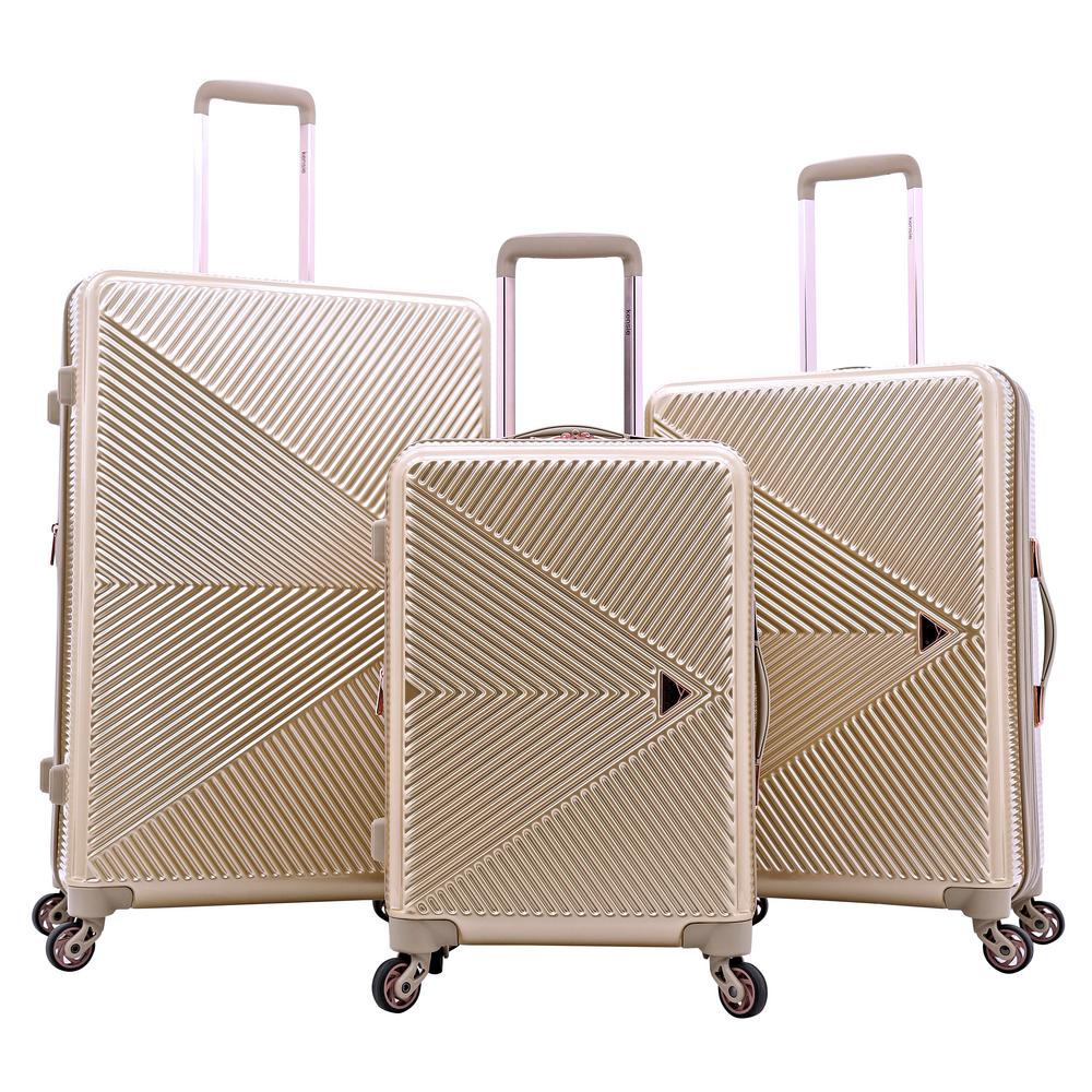 kensie gemstone spinner luggage with tsa lock rose gold 3 piece set pink rose gold