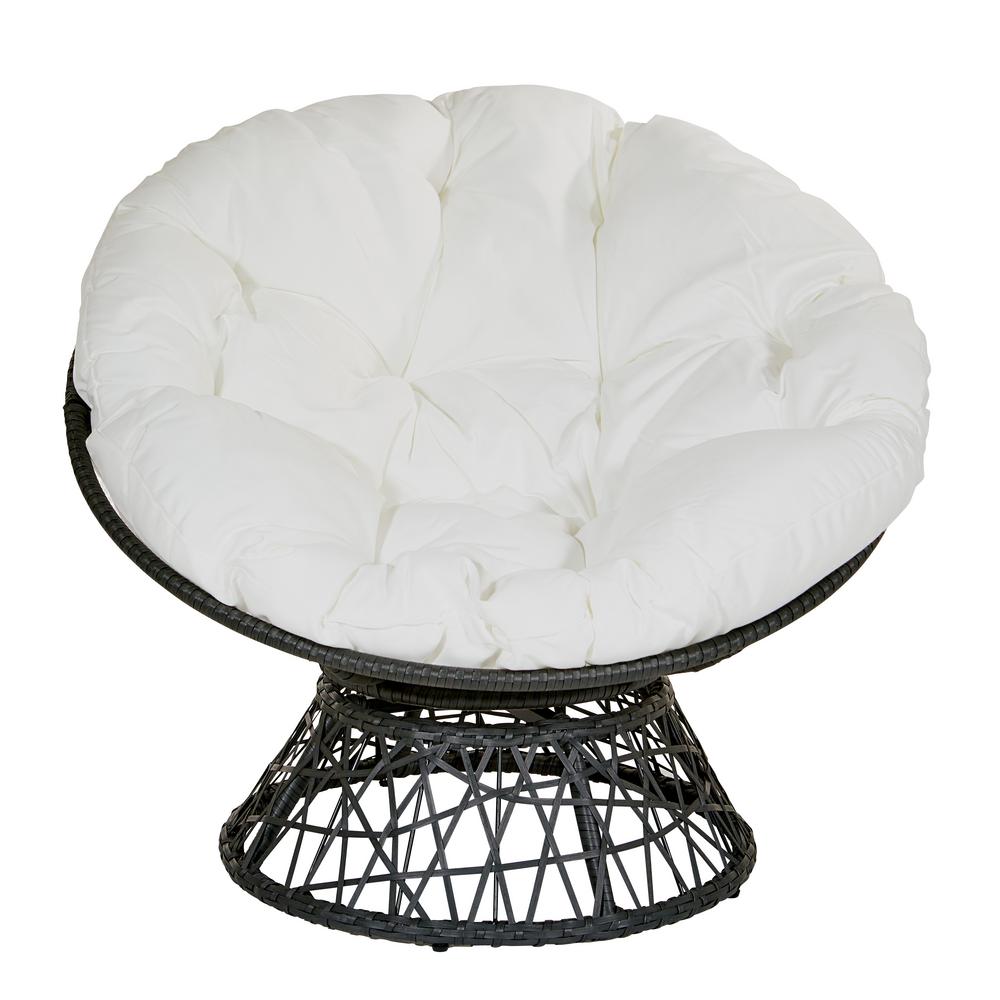 Osp Home Furnishings Papasan Chair With White Round Pillow Top