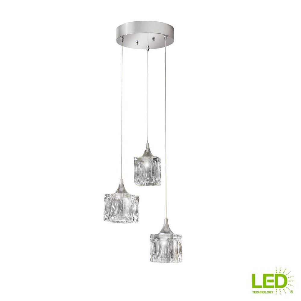Home Decorators Collection 3 Light Polished Chrome Integrated Led Pendant With Clear Cube Gl Home Decorators Collection 3 Light Polished Chrome Integrated Led Pendant With Clear Cube Gl