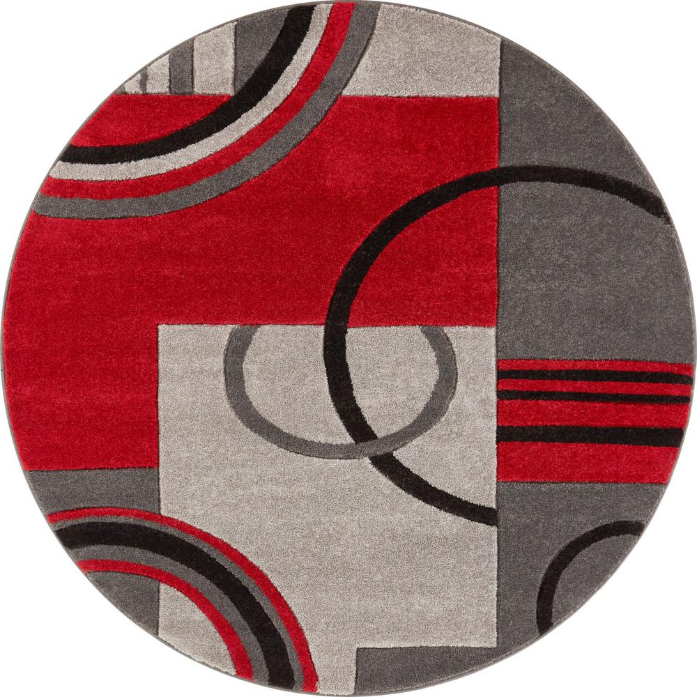 Well Woven Ruby Galaxy Waves Grey Red 5 Ft X Round Modern Geometric Area Rug 600100 The Home Depot - Red And Grey Round Area Rug Well Woven Ruby Galaxy Waves Grey Red 5 Ft X Round Modern Geometric Area Rug 600100 The Home Depot - Red And Grey Round Area Rug