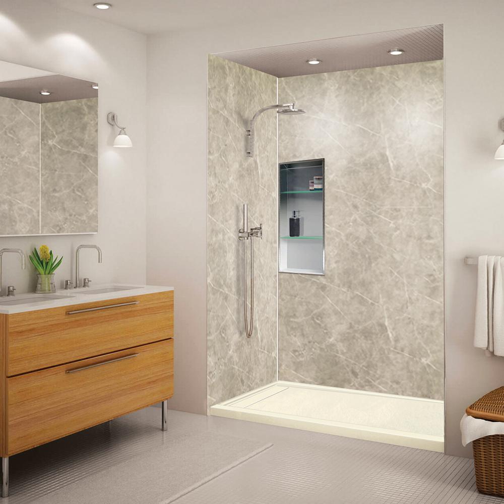 Transolid FL6032R-38 Linear 60-in W x 32-in L Rectangular Alcove Concealed End Shower Base with Right Hand Drain Biscuit
