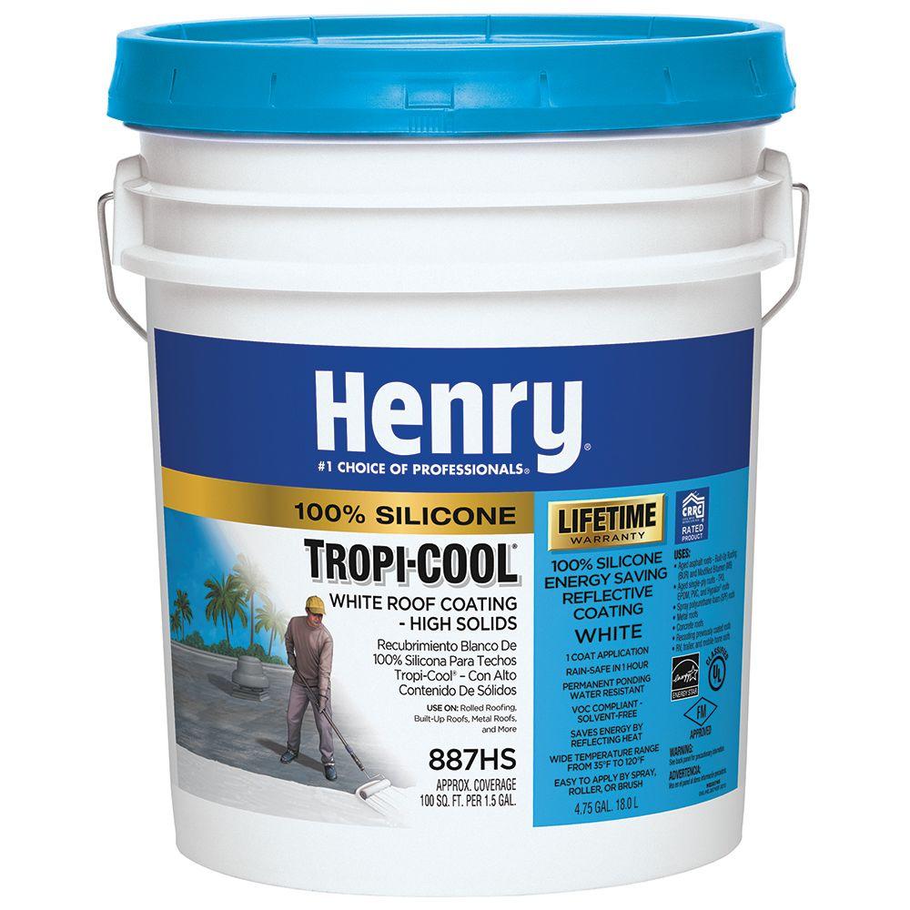 Henry 4.75 Gal. 887 TropiCool 100 Silicone White Roof Coating (24Piece)HE887HS078 The Home