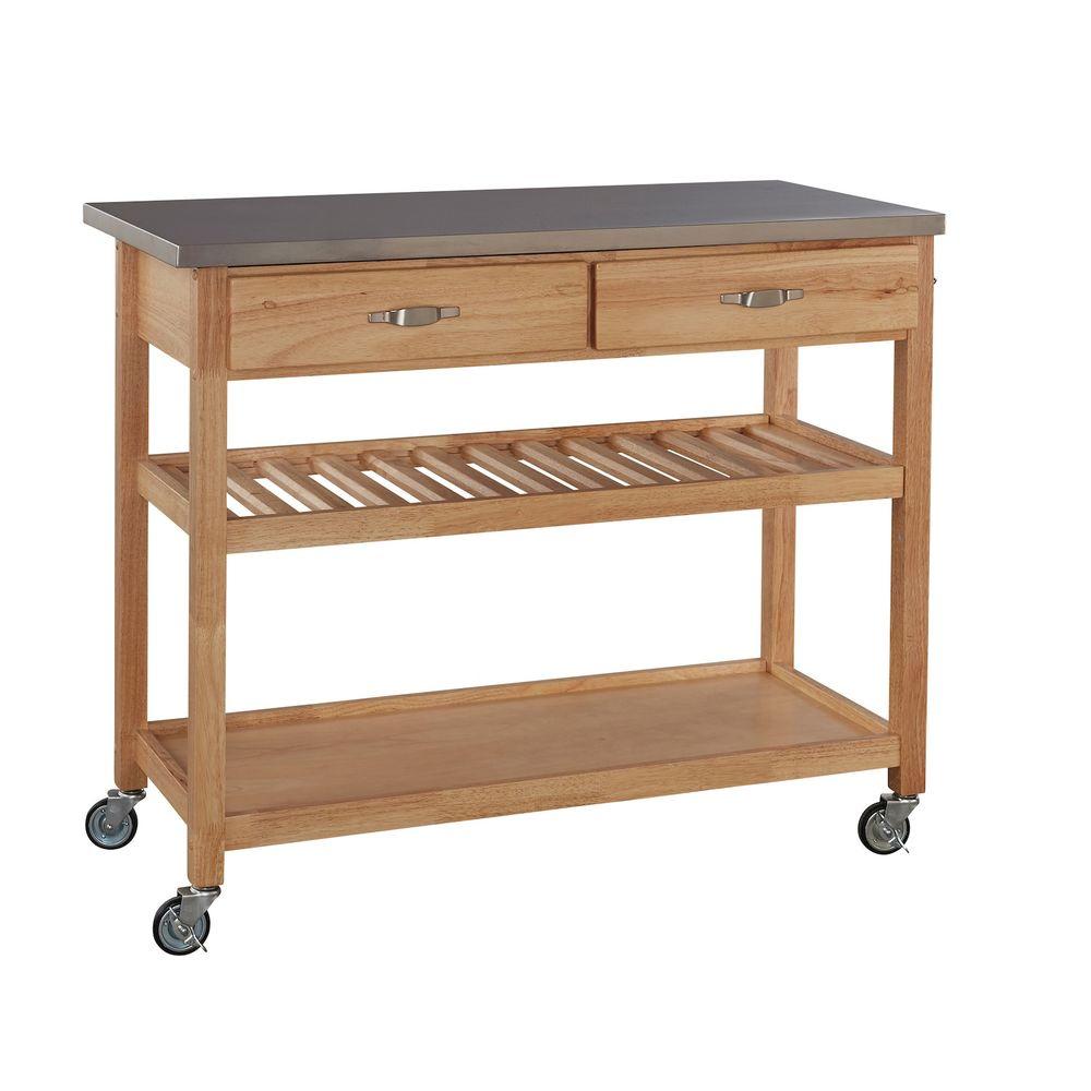 Home Styles Natural Kitchen Cart With Stainless Top 5217 95 The Home Styles Natural Kitchen Cart With Stainless Top