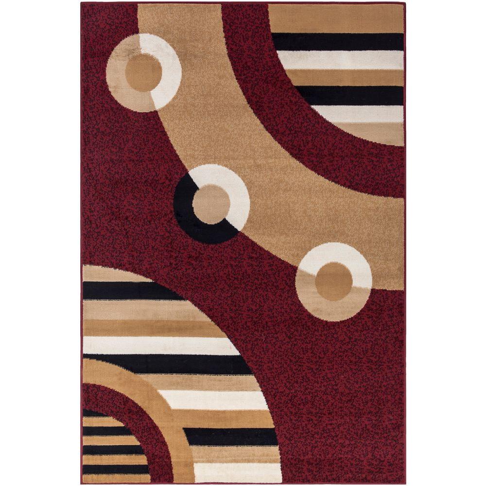 Ottomanson Contemporary Circles Dark Red 8 ft. x 10 ft. Area Rug ...