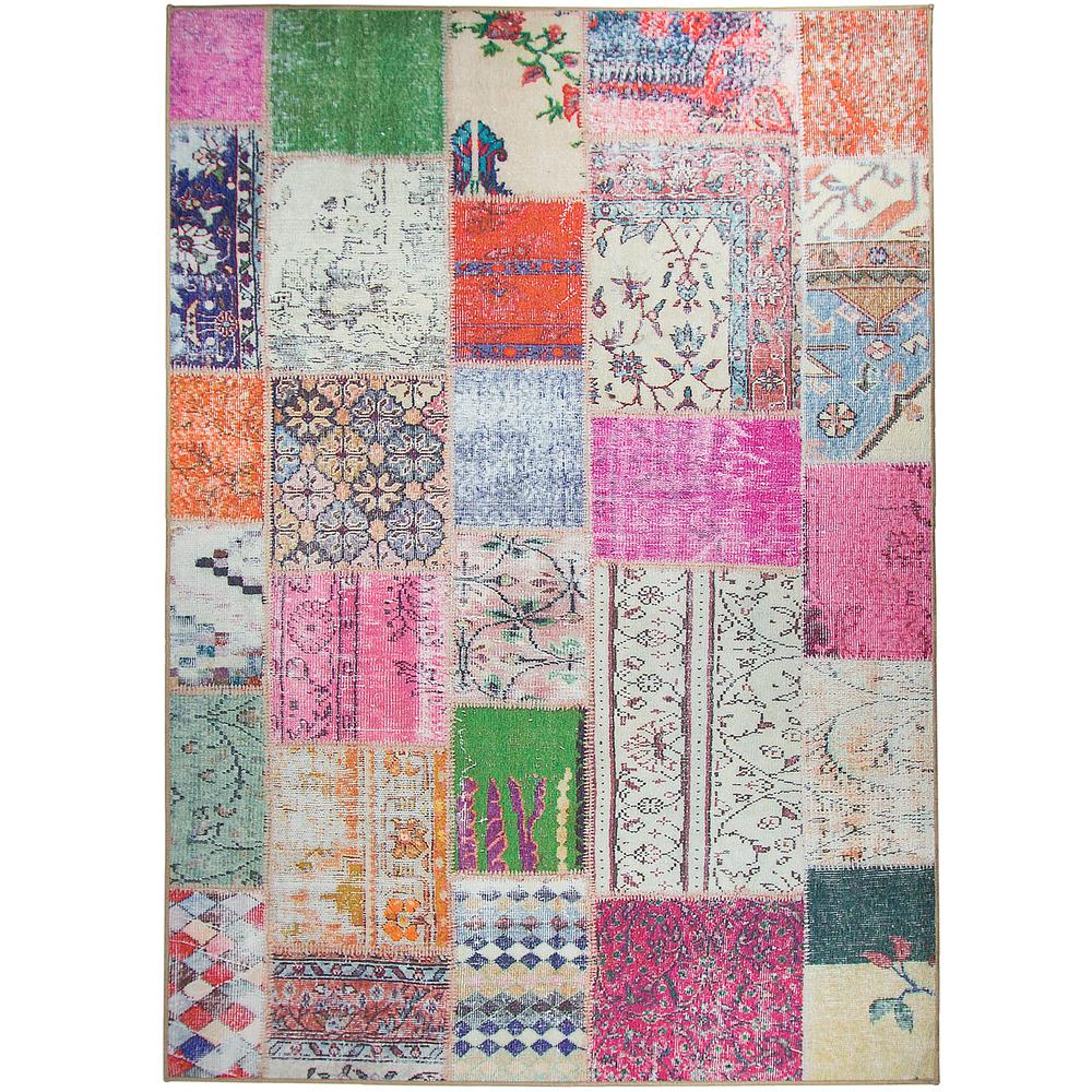 Ruggable Washable Patchwork Boho 5 Ft X 7 Stain Resistant Area Rug