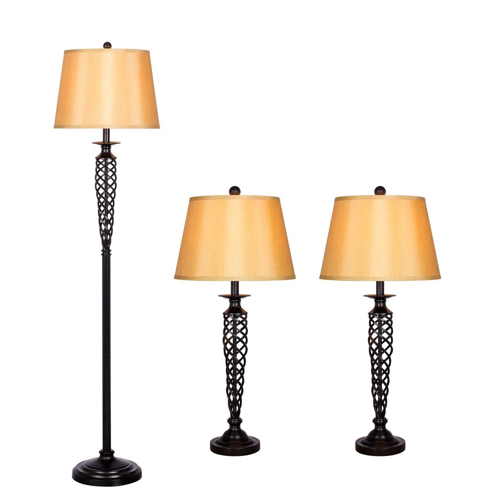 Fangio Lighting Antique Bronze Spiral Lamp Set (3Piece)W1011 The Home Depot