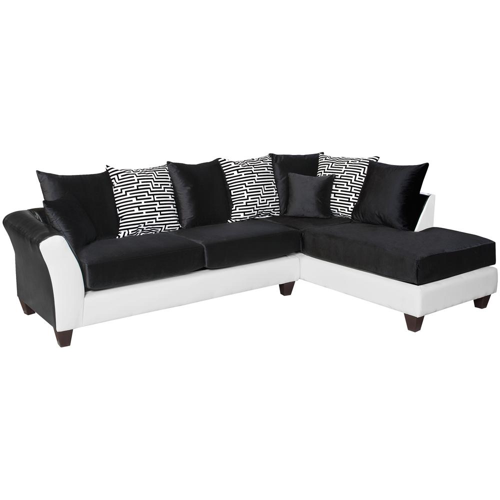 Black and white sectional sofa