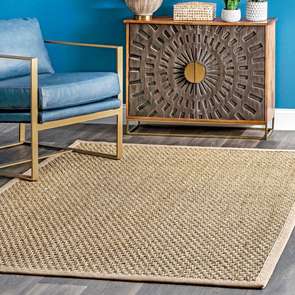 Nuloom Hesse Checker Weave Seagrass Natural 5 Ft X 8 Ft Indoor Area Rug Hjsg01a 508 The Home Depot