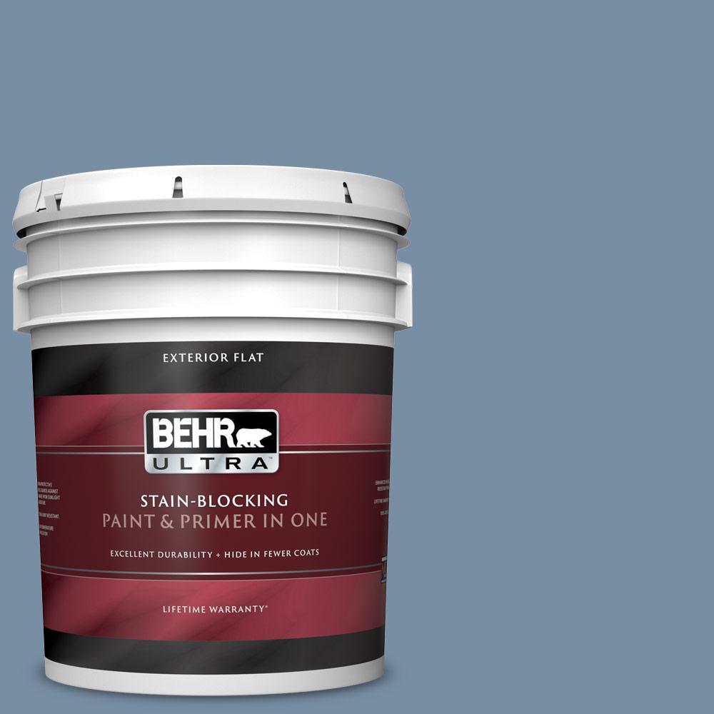 BEHR ULTRA 5 gal. S5104 Jean Jacket Blue Flat Exterior Paint and