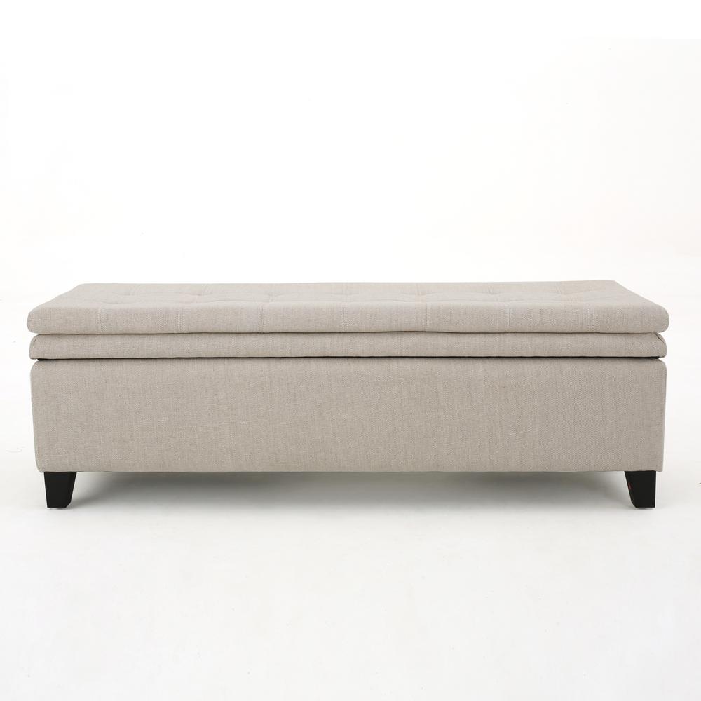 Noble House Brighton Ivory Linen Storage Bench