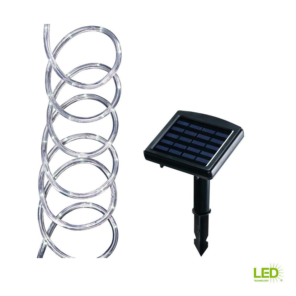 Solar String Lights Outdoor Lighting The Home Depot Solar Powered 16 Ft Clear Outdoor Integrated Led 5000k Warm White Landscape Rope Light With