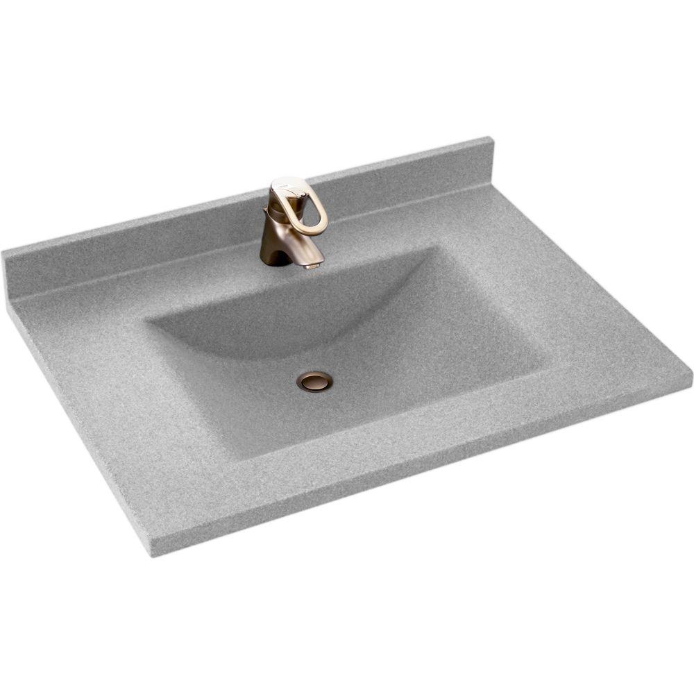 Swan Contour 37 in. W x 22 in. D Solid Surface Vanity Top with Sink in