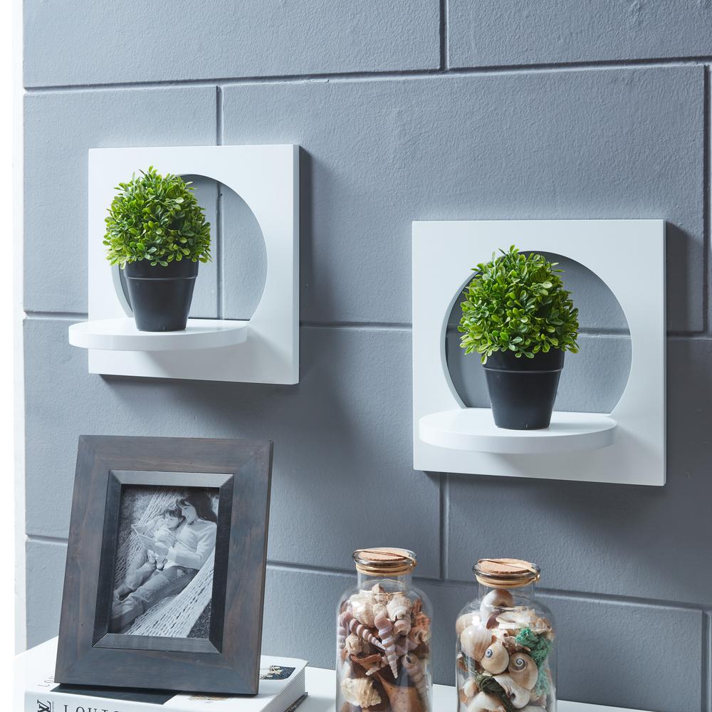 Danya B Silhouette 12 In X 8 In White Round Decorative Shelves