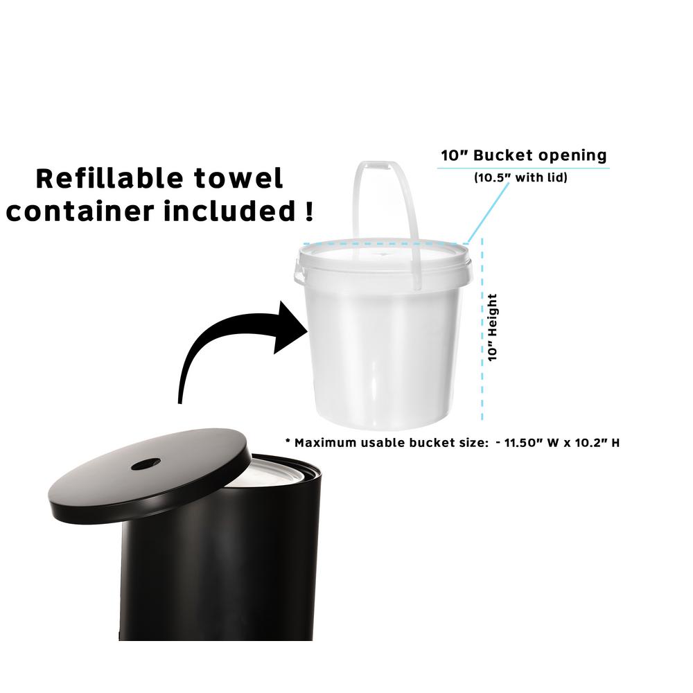 Alpine Industries Black Steel Fitness Cleaner Gym Wipe Dispenser /& Trash Can