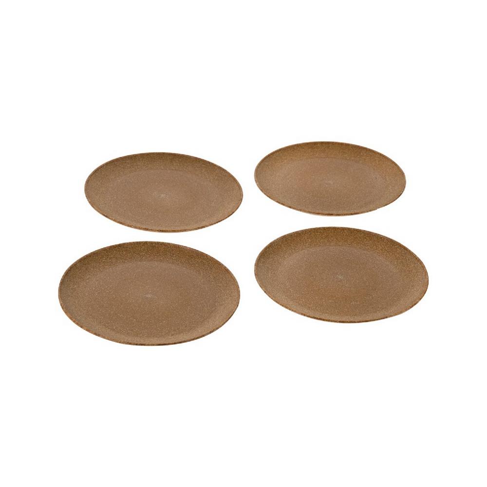 EVO Sustainable Goods 8 in. Light Brown Eco-Friendly Wood-Plastic Composite Plate (Set of 4)