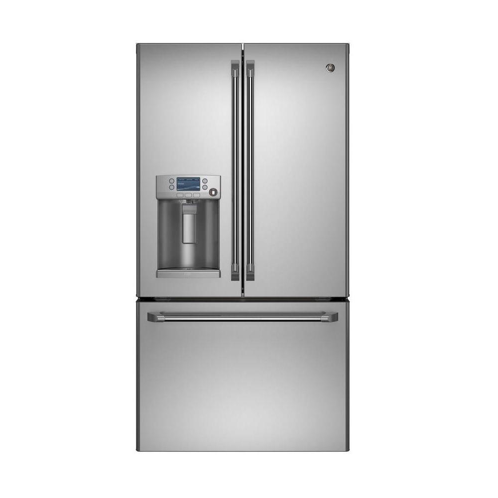 Cafe 27 8 Cu Ft French Door Refrigerator With Hot Water In Stainless Steel