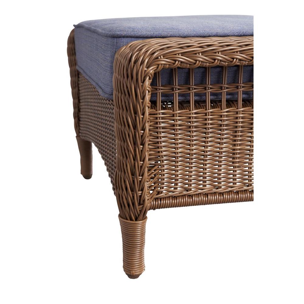 Hampton Bay Spring Haven Brown All Weather Wicker Outdoor Patio Ottoman With Sky Blue Cushion 66 20302 The Home Depot - Spring Haven Brown All Weather Wicker Outdoor Patio Coffee Table Hampton Bay Spring Haven Brown All Weather Wicker Outdoor Patio Ottoman With Sky Blue Cushion 66 20302 The Home Depot - Spring Haven Brown All Weather Wicker Outdoor Patio Coffee Table