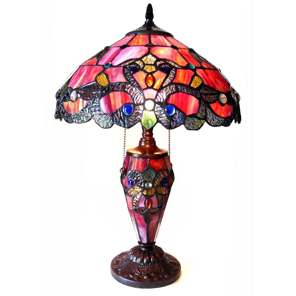 River Of Goods 20 In H Red Stained Glass Table Lamp With Double Lit H Red Stained Glass Table Lamp With Double Lit Magna