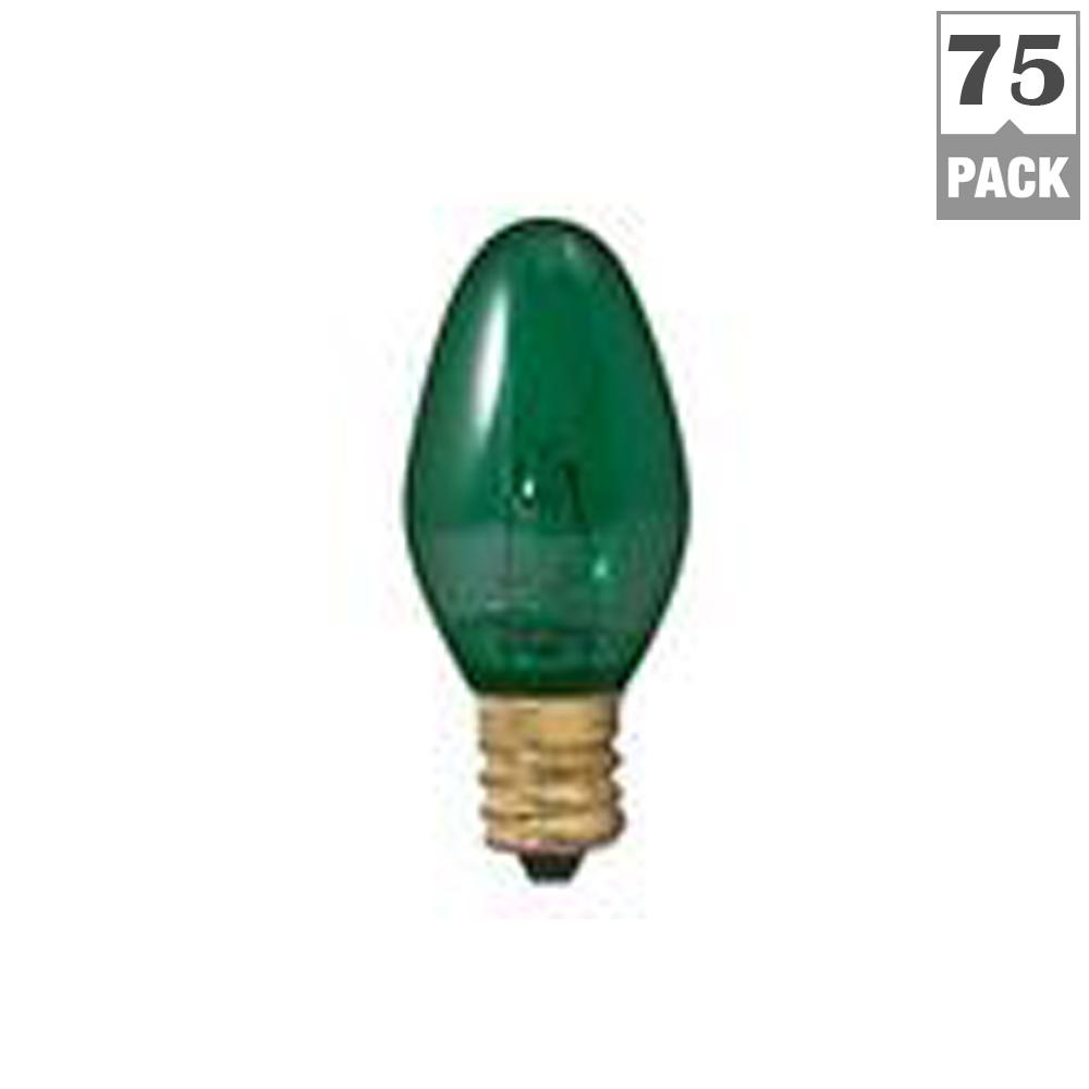 Candelabra Green Dimmable Light Bulbs Lighting The Home Depot 5 Watt C7 Transpa Green Dimmable Incandescent Light Bulb 75 Pack
