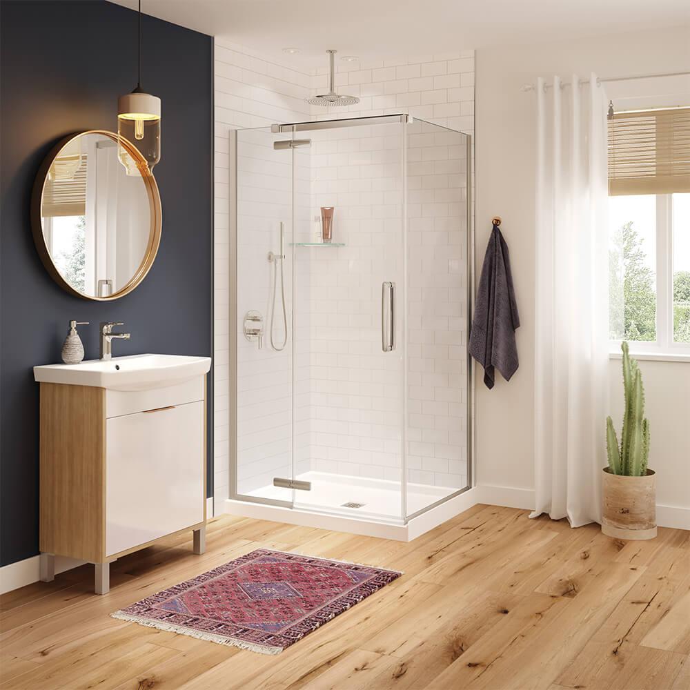 Maax Hana 42 In X 34 In X 75 In Frameless Rectangular Pivot