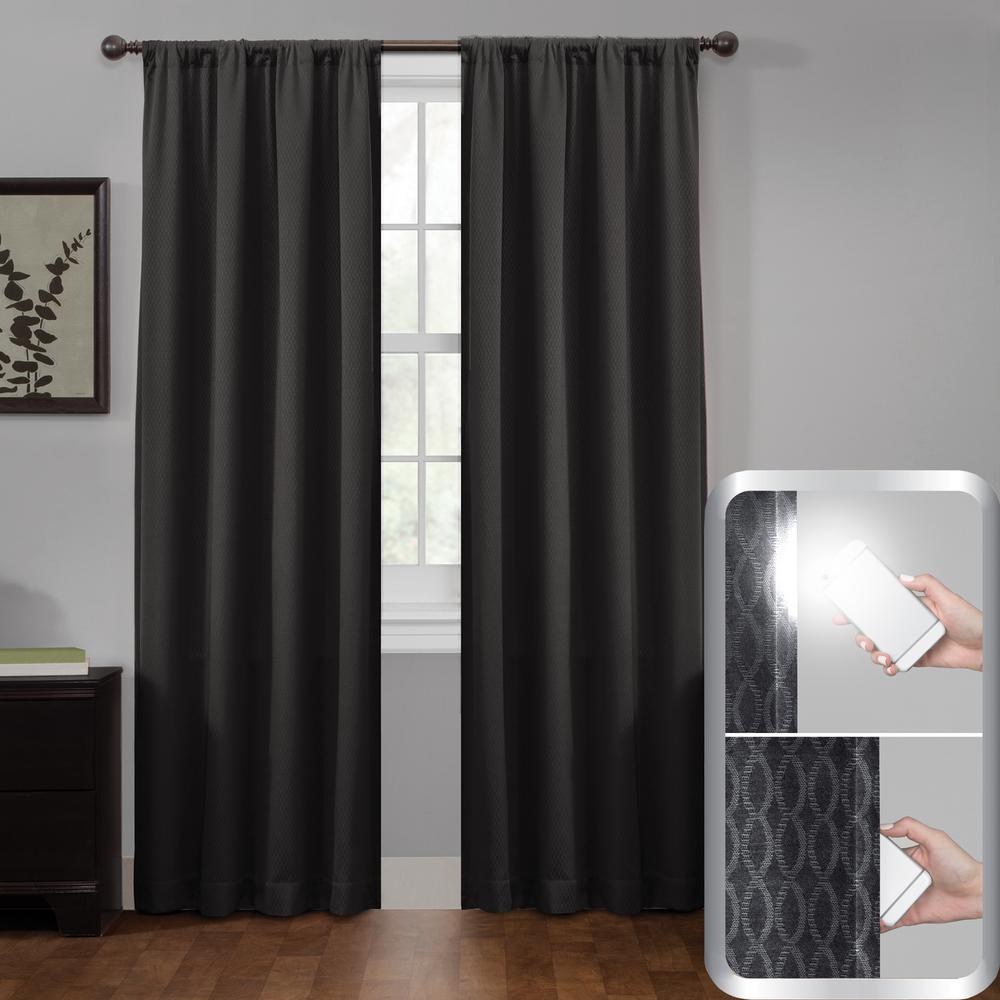 black window curtains