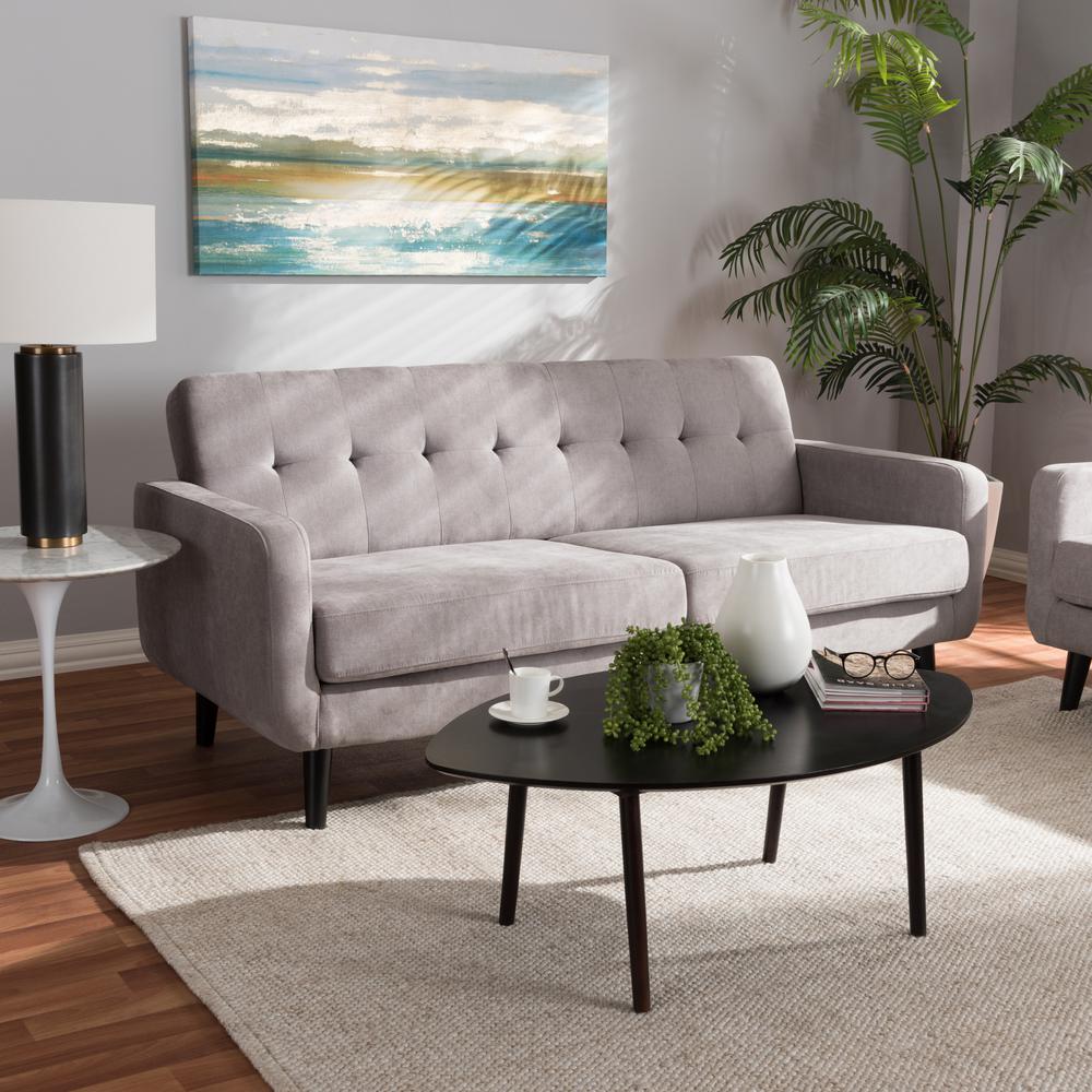 Baxton Studio Carina Light Gray Fabric Sofa 145 8217 Hd The Home Depot