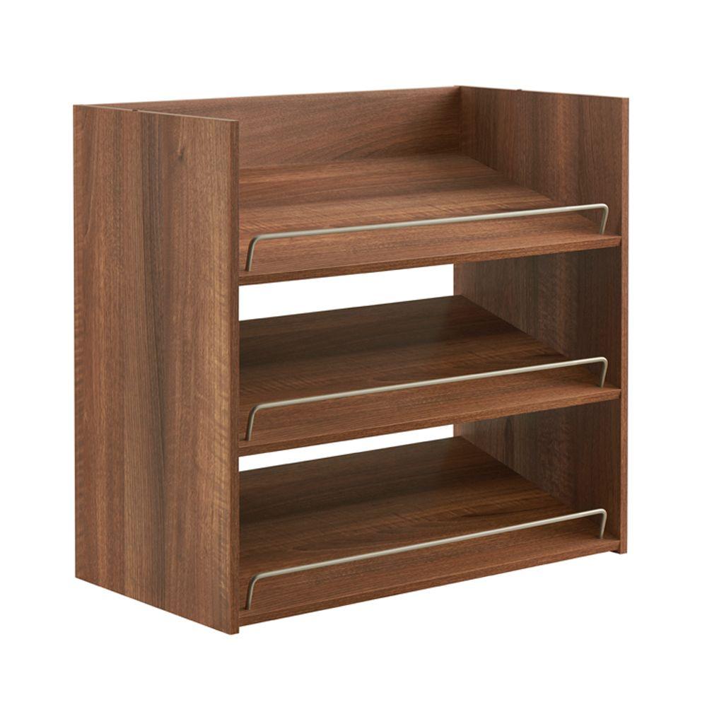 Walnut Laminate Shoe Storage Storage Organization The Home Depot