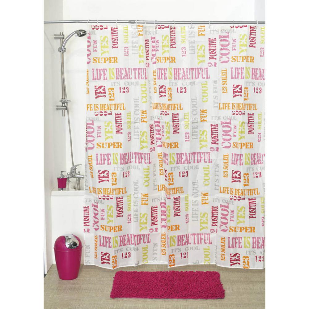 79 In Printed Shower Curtain Set Polyester Fabric 12 White
