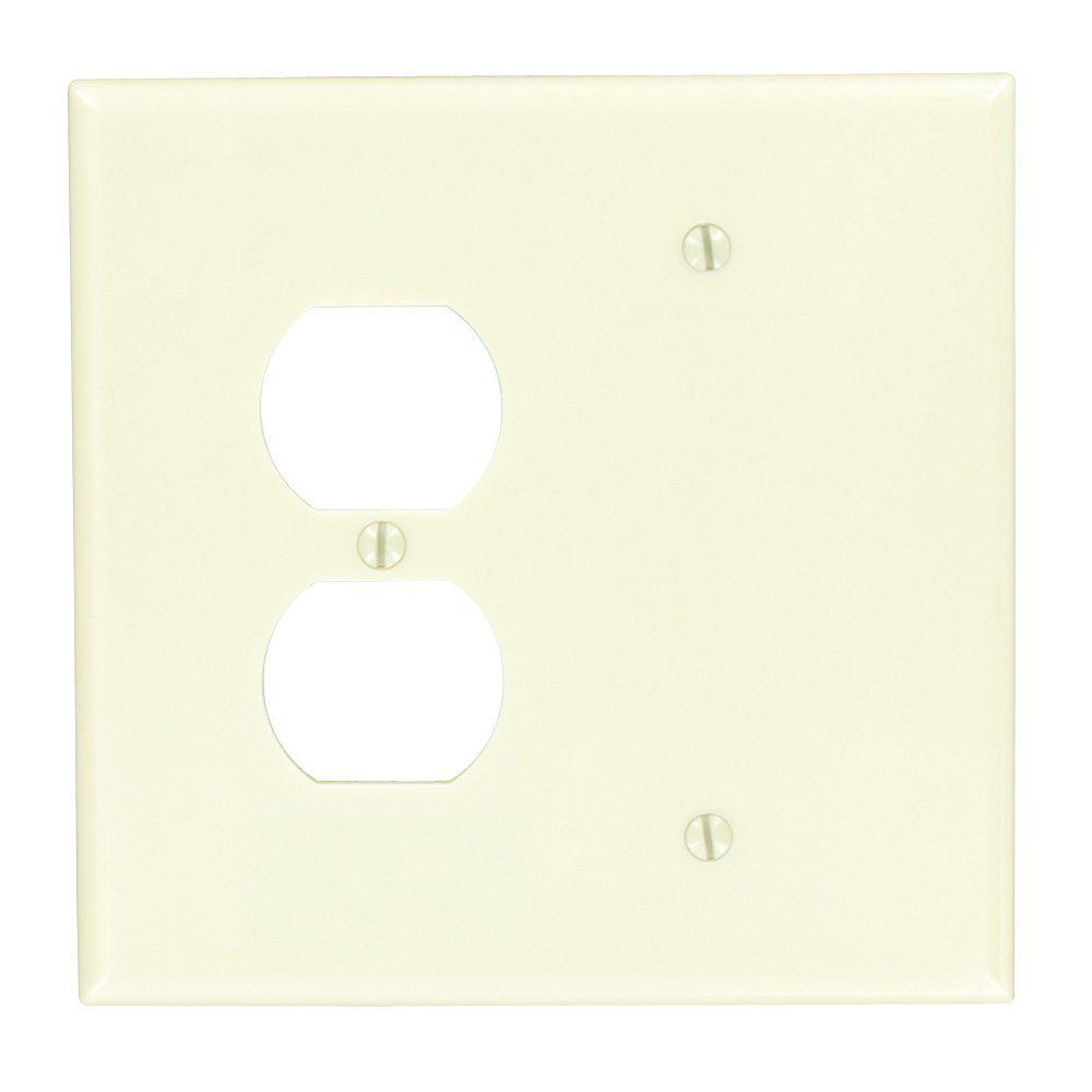 Leviton 2Gang Jumbo Size 1Duplex Receptacle 1 No Device Blank Plastic