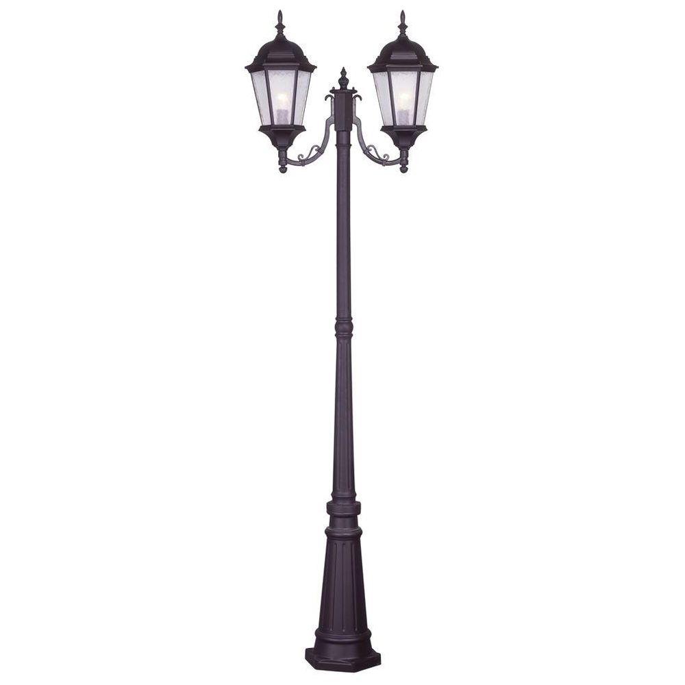 Livex Lighting Hamilton 3 Light Bronze Outdoor 3 Head Post 7553 07 The Home Depot