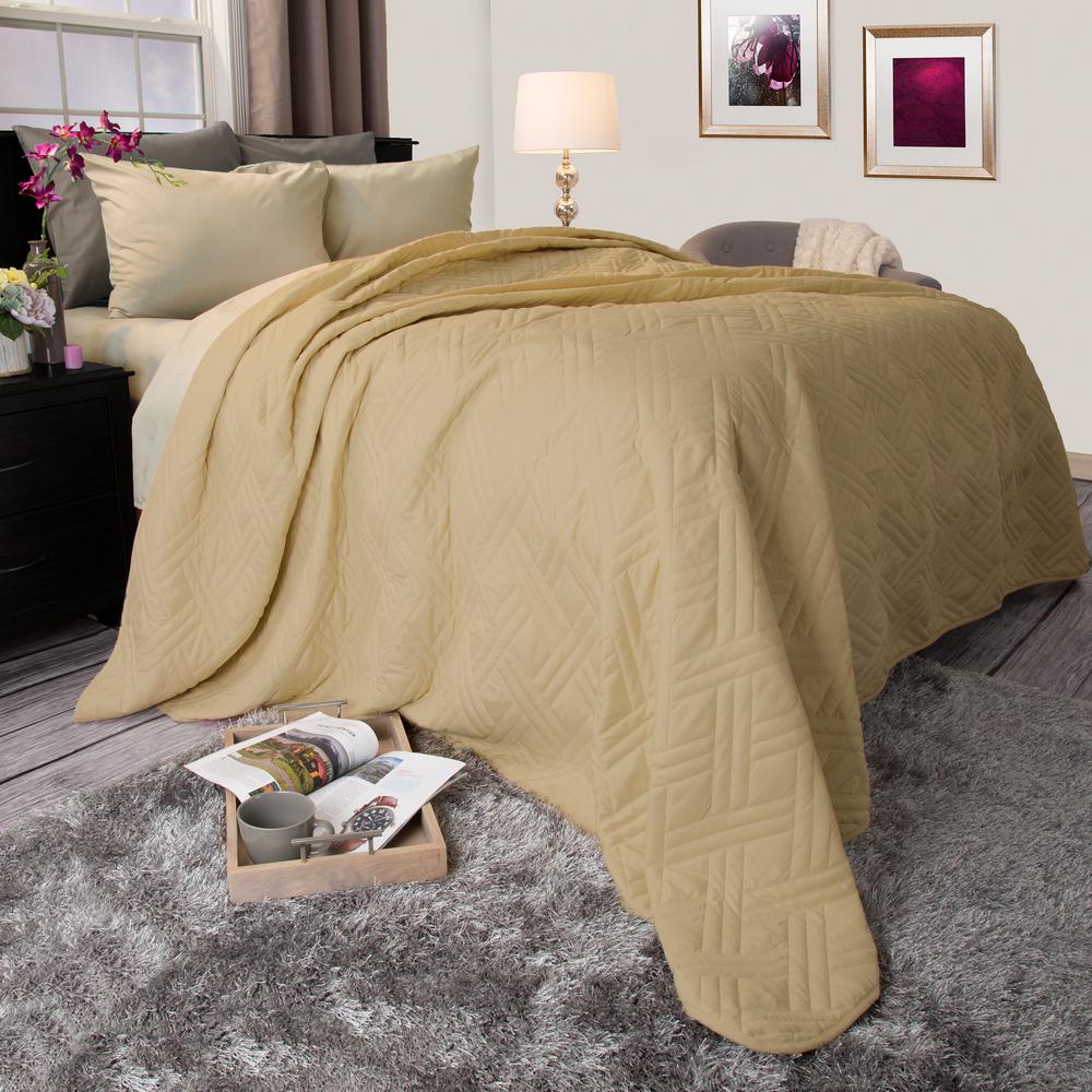 Lavish Home Solid Color Taupe Twin Bed Quilt6640TT The Home Depot