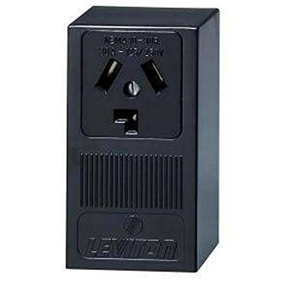 Leviton 30 Amp Surface Mount Power Single Outlet, Black by Leviton
