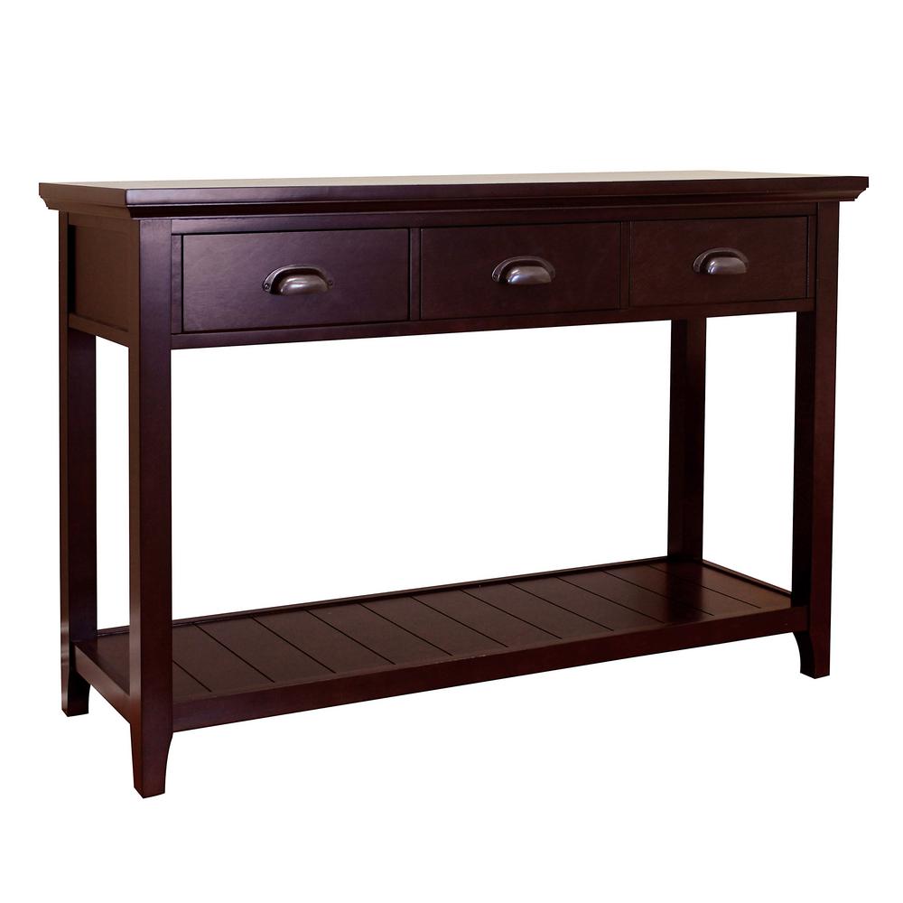 DonnieAnn Lindendale 3-Drawer Espresso Console Table-709106 - The Home ...