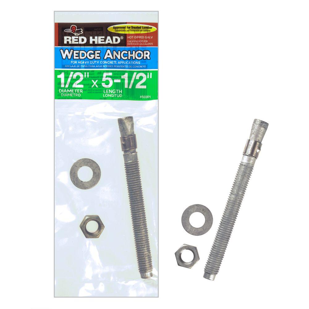 Red Head 1/2 in. x 51/2 in. HotDipped Galvanized Steel HexNutHead