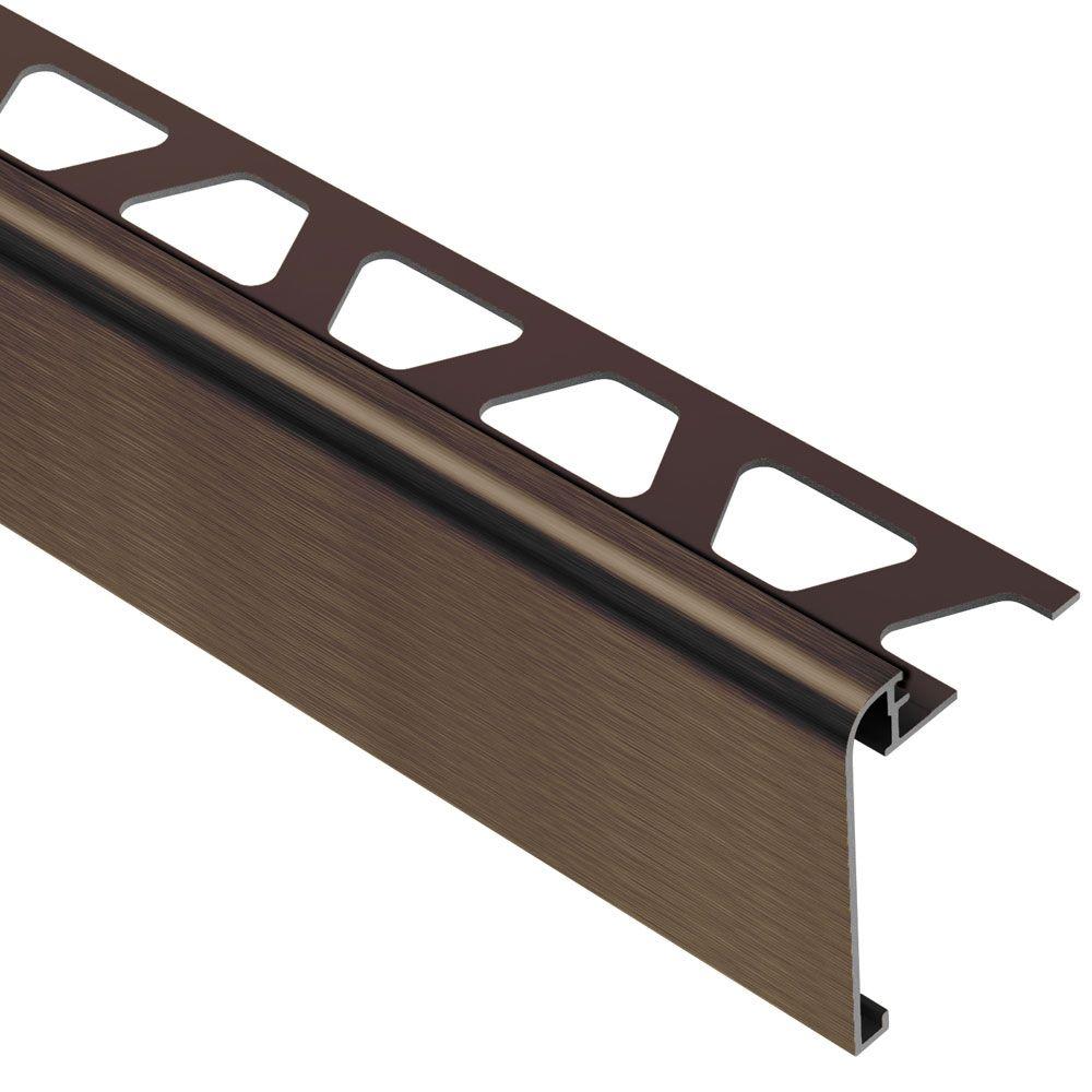 Schluter Rondec Step Brushed Antique Bronze Anodized Aluminum 5 16 Schluter Rondec Step Brushed Antique Bronze Anodized Aluminum 5 16 In X 8