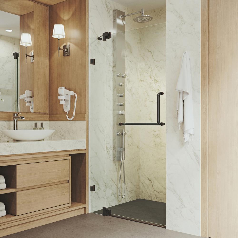 Vigo Pirouette 42 In X 72 Frameless Pivot Shower Door With Vigo Pirouette 42 In X 72 Frameless Pivot Shower Door With Hardware