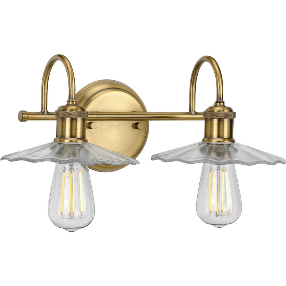 Progress Lighting Fayette 2Light Vintage Brass Bath LightP300287163