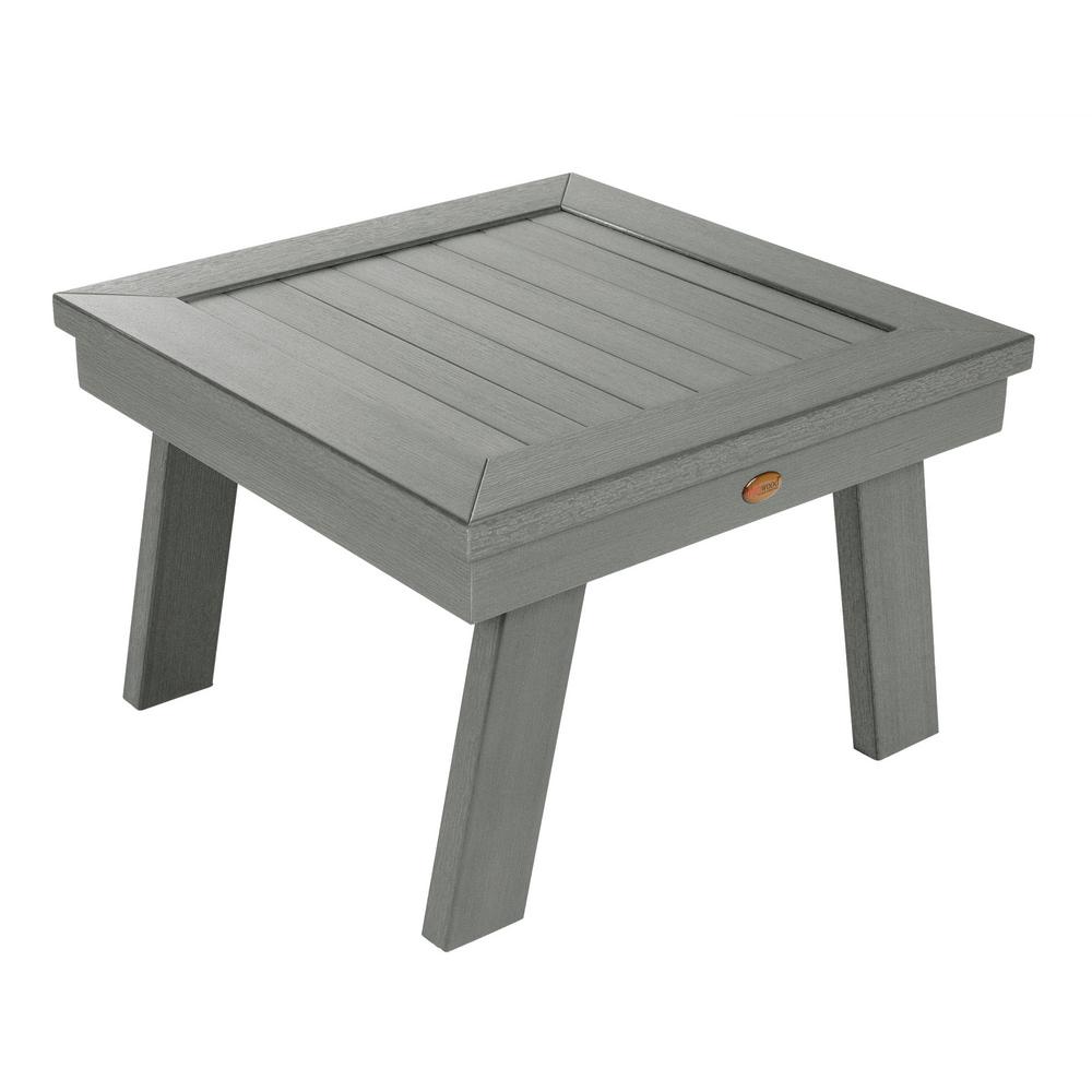 Highwood Adirondack Coastal Teak Square Recycled Plastic Outdoor Side Table Ad Dsst1 Cge The Home Depot