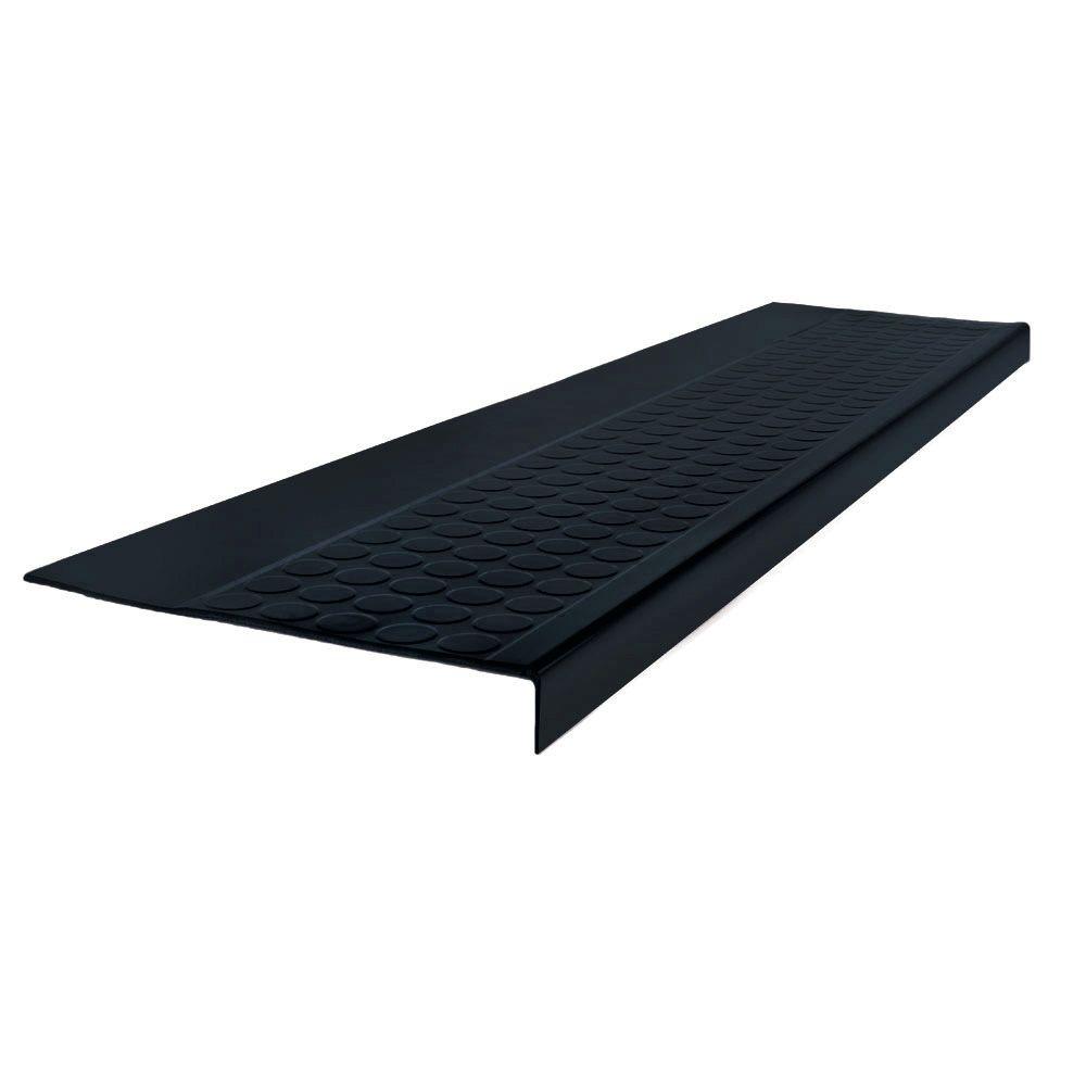 ROPPE Low Circular Profile Black 12.5 in. x 60 in. Rubber Square Nose Stair Tread-60921P100 ...