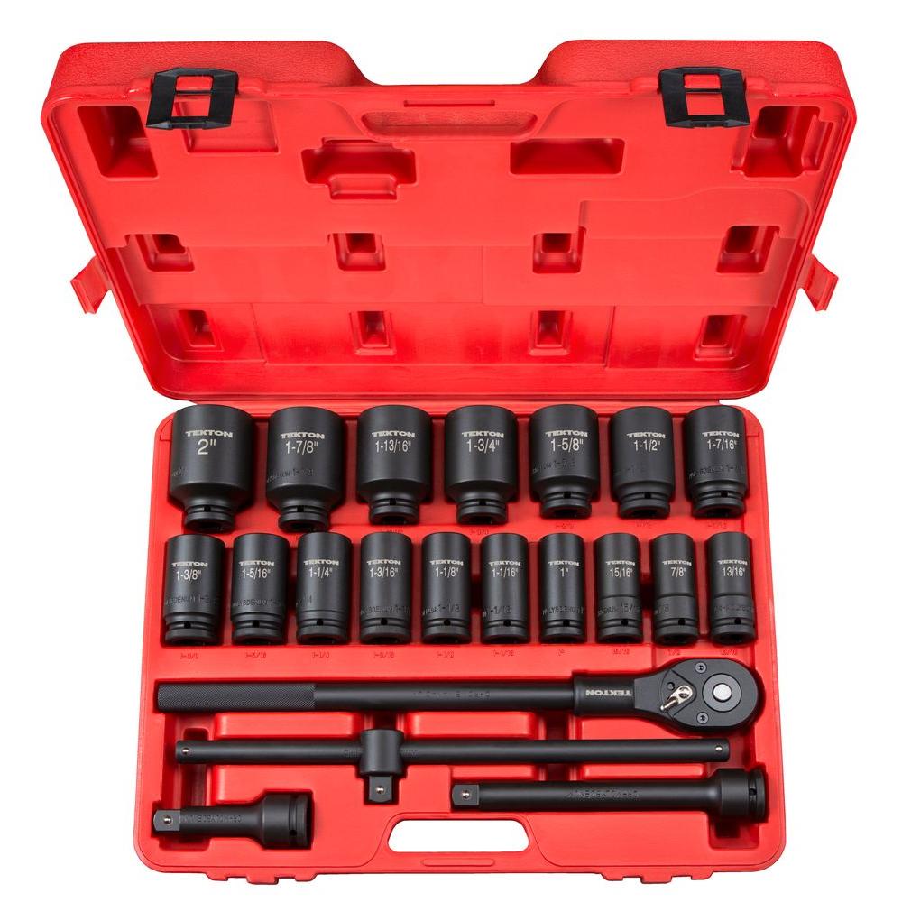 TEKTON 3/4 In. Drive 7/8-2 In. 6-Point Deep Impact Socket Set (22-Piece ...