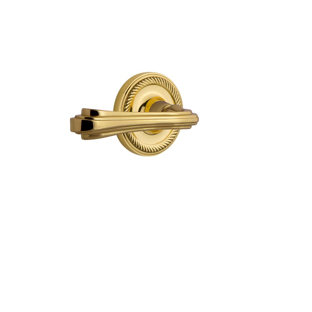 Nostalgic Warehouse Rope Rose 2 38 In Backset Polished Brass Privacy Bedbath Fleur Door Lever