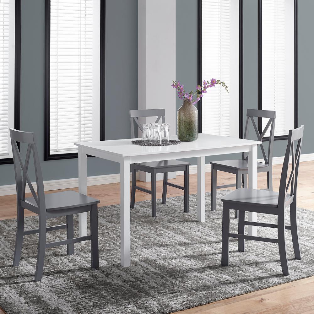 welwick designs 5piece white and grey solid wood farmhouse dining  sethd8093  the home depot