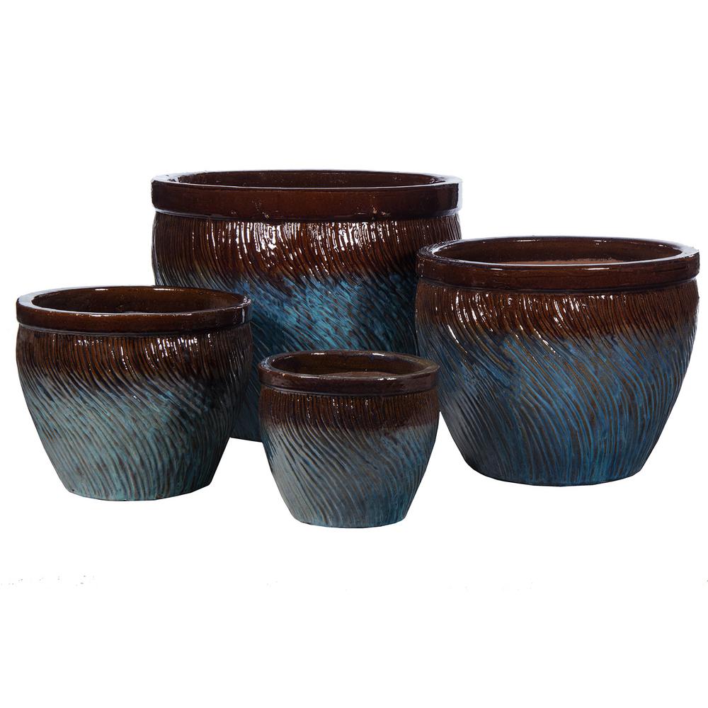 Glazed Ceramic Pots (Set of 4)-S/4CERAMIC - The Home Depot